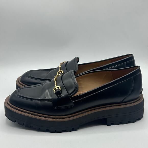 SAM EDELMAN Laurs Chunky Lug Sole Loafers Patent Leather Black Sz 11 - Picture 5 of 9
